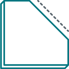 Quadratisches Materialsymbol mit einer abgeschrägten Ecke